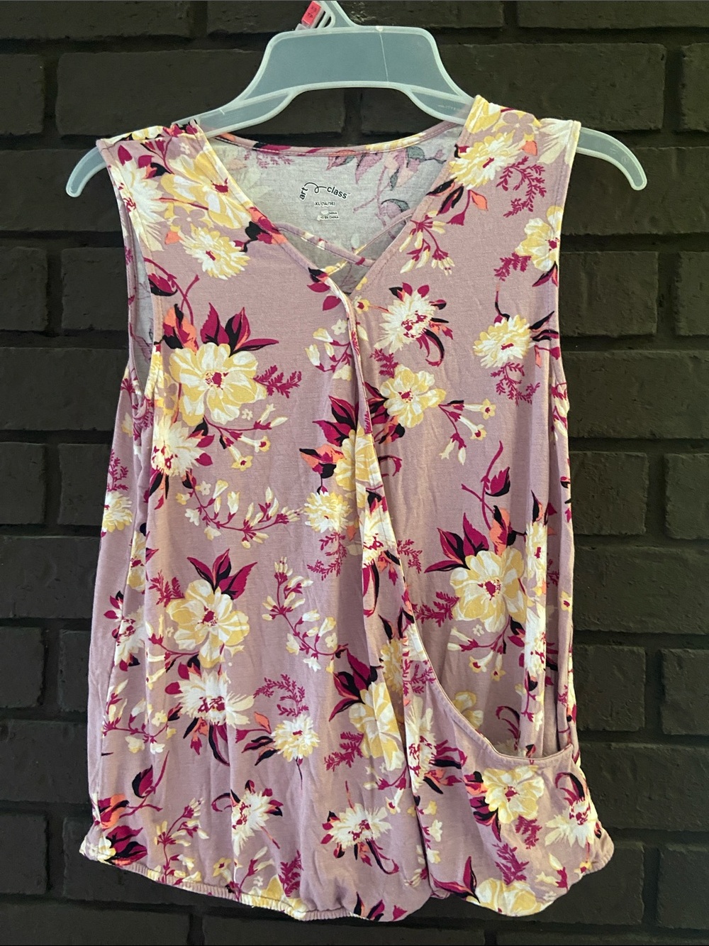 art class Girls Mauve Pink Floral Sleeveless Nursing Tank